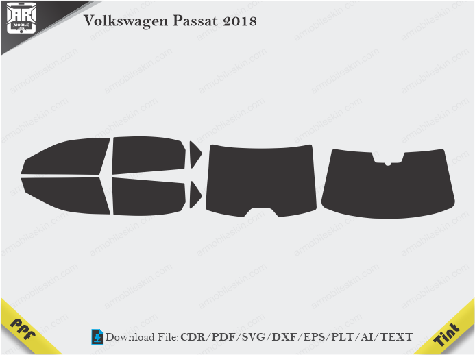 Volkswagen Passat 2018 Tint Film Cutting Template