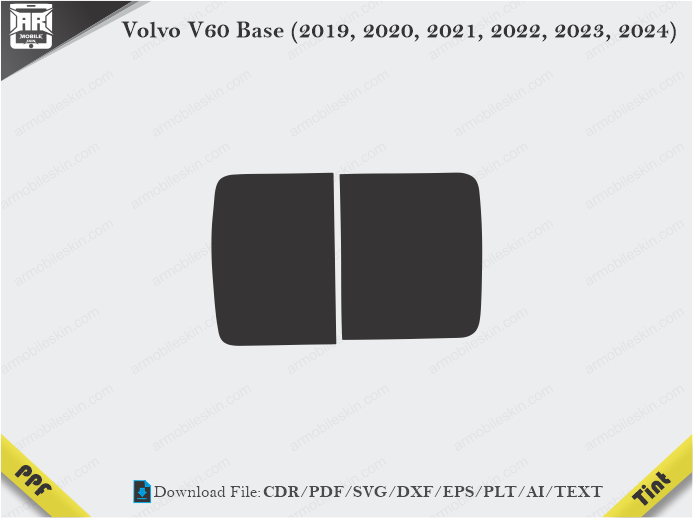Volvo V60 Base (2019, 2020, 2021, 2022, 2023, 2024) Tint Film Cutting Template