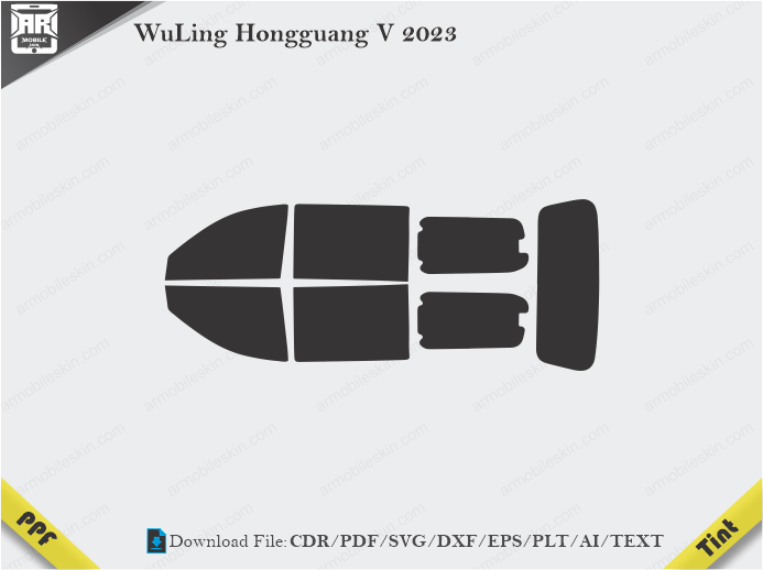 WuLing Hongguang V (2023 - 2024) Tint Film Cutting Template