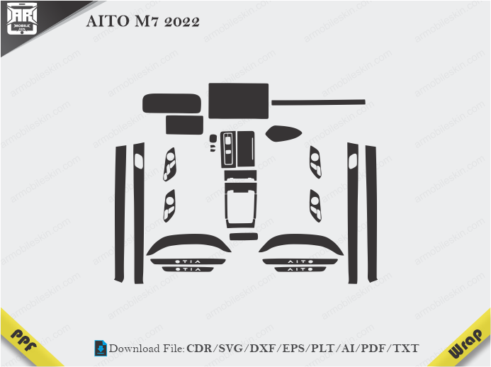 AITO M7 2022 Car Interior PPF or Wrap Template