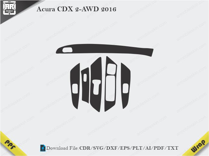 Acura CDX 2-AWD 2016 Car Interior PPF or Wrap Template