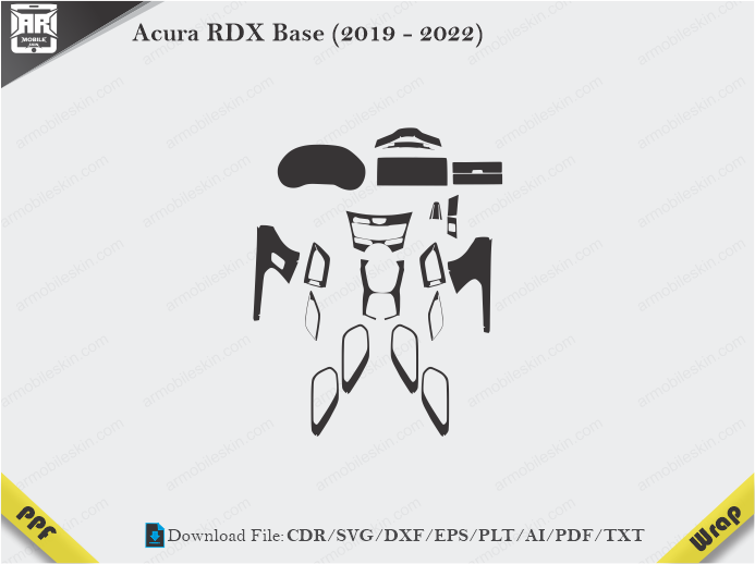 Acura RDX Base (2019 - 2022) Car Interior PPF or Wrap Template