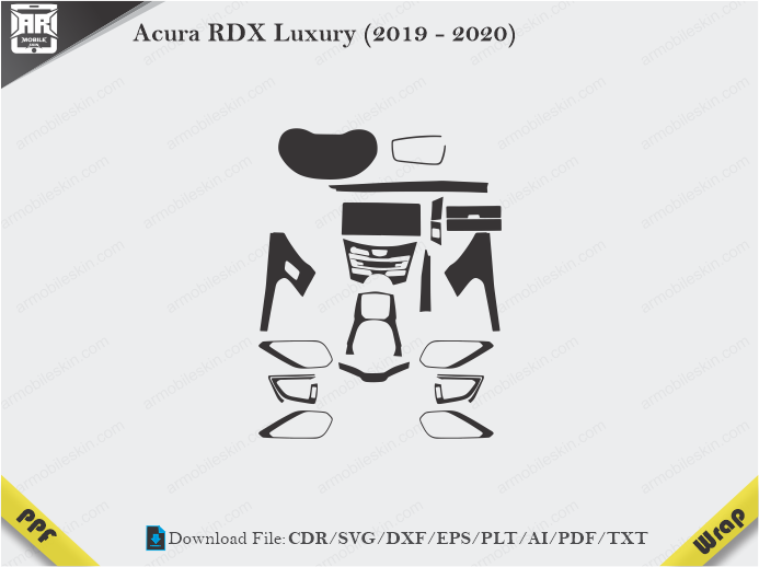 Acura RDX Luxury (2019 - 2020) Car Interior PPF or Wrap Template