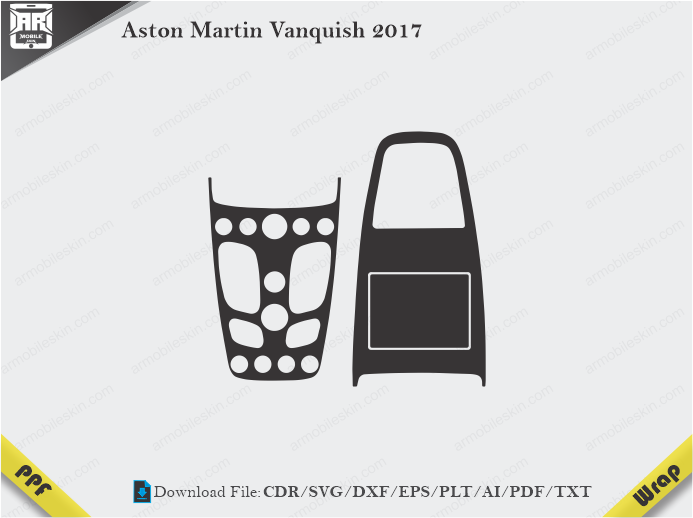 Aston Martin Vanquish 2017 Car Interior PPF or Wrap Template
