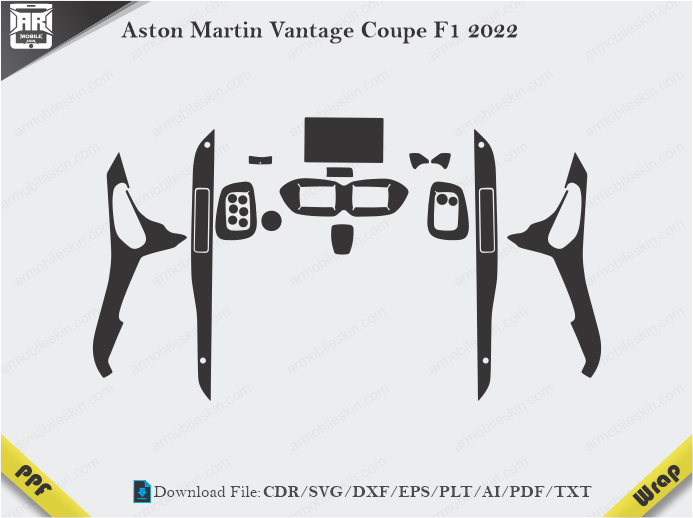 Aston Martin Vantage Coupe F1 2022 Car Interior PPF or Wrap Template