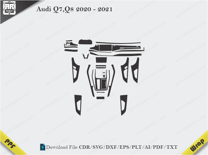 Audi Q7,Q8 2020 - 2021 Car Interior PPF or Wrap Template