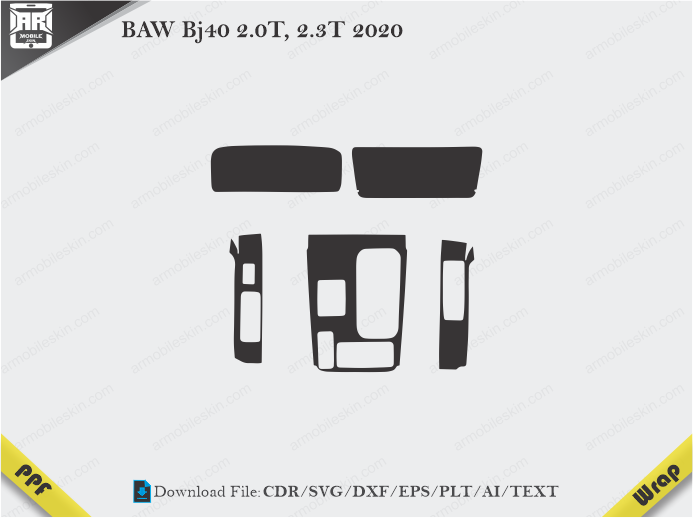 BAW Bj40 2.0T, 2.3T 2020 Car Interior PPF or Wrap Template