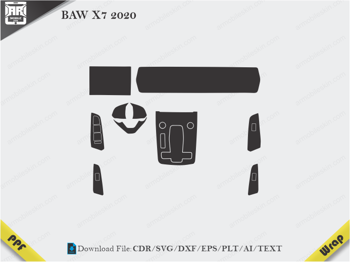 BAW X7 2020 Car Interior PPF or Wrap Template
