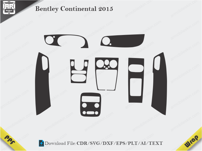 Bentley Continental 2015 Car Interior PPF or Wrap Template