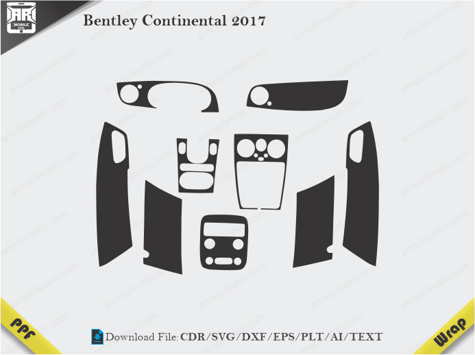 Bentley Continental 2017 Car Interior PPF or Wrap Template