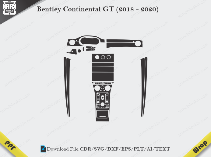 Bentley Continental GT (2018 - 2020) Car Interior PPF Template