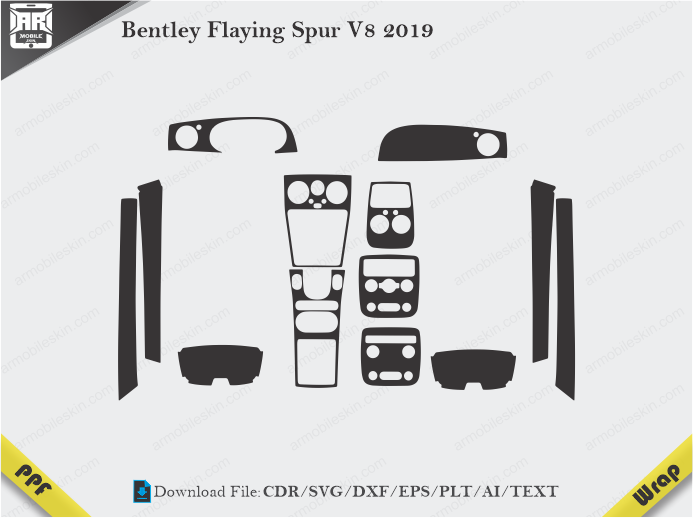 Bentley Flaying Spur V8 2019 Car Interior PPF or Wrap Template