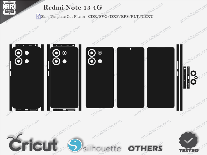 Redmi Note 13 4G Skin Template Vector