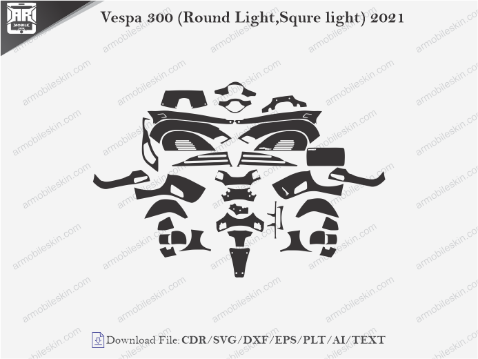 Vespa 300 (Round Light,Squre light) 2021 Wrap Skin Template