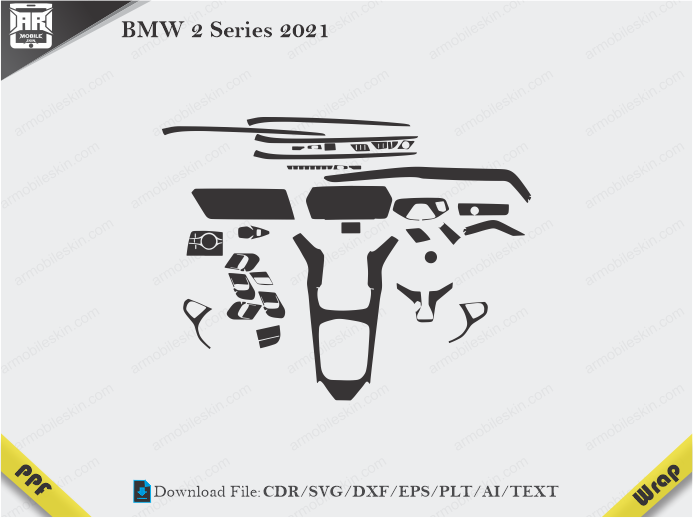 BMW 2 Series 2021 Car Interior PPF or Wrap Template