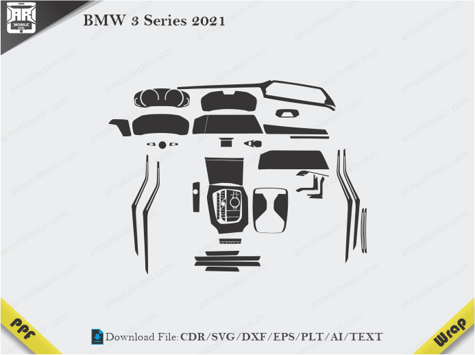 BMW 3 Series 2021 Car Interior PPF or Wrap Template