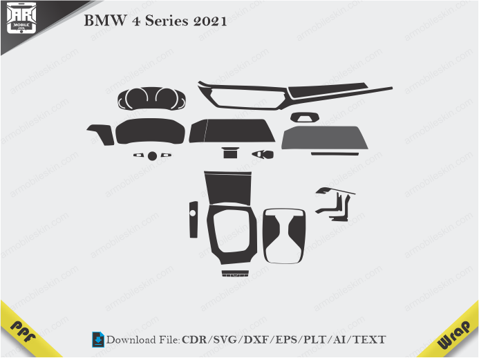 BMW 4 Series 2021 Car Interior PPF or Wrap Template
