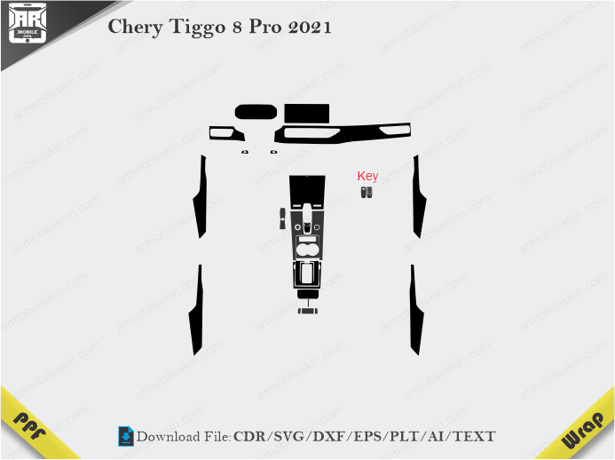 Chery Tiggo 8 Pro 2021 Car Interior PPF or Wrap Template