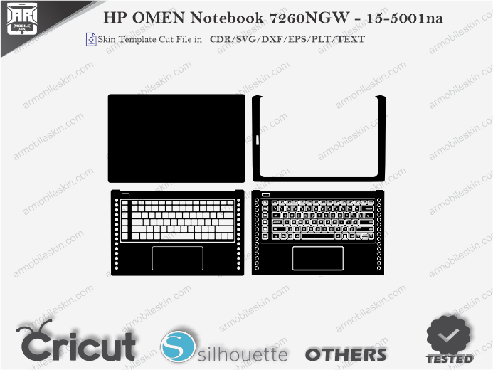 HP OMEN Notebook 7260NGW - 15-5001na Skin Template Vector
