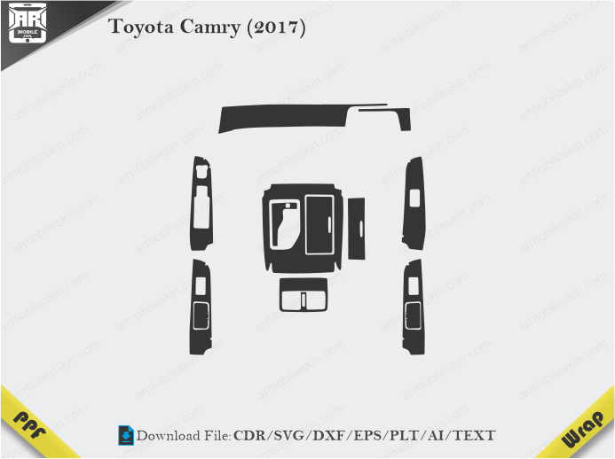 Toyota Camry (2017) Car Interior PPF or Wrap Template