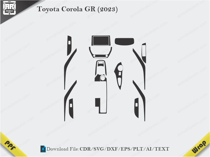 Toyota Corola GR (2023) Car Interior PPF Template