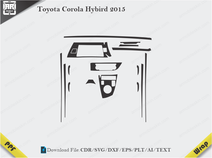 Toyota Corola Hybird 2015 Car Interior PPF or Wrap Template