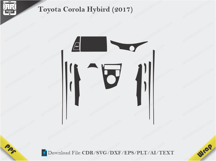 Toyota Corola Hybird (2017) Car Interior PPF or Wrap Template