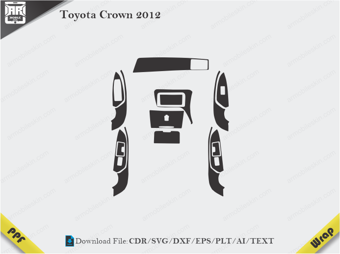 Toyota Crown 2012 Car Interior PPF or Wrap Template