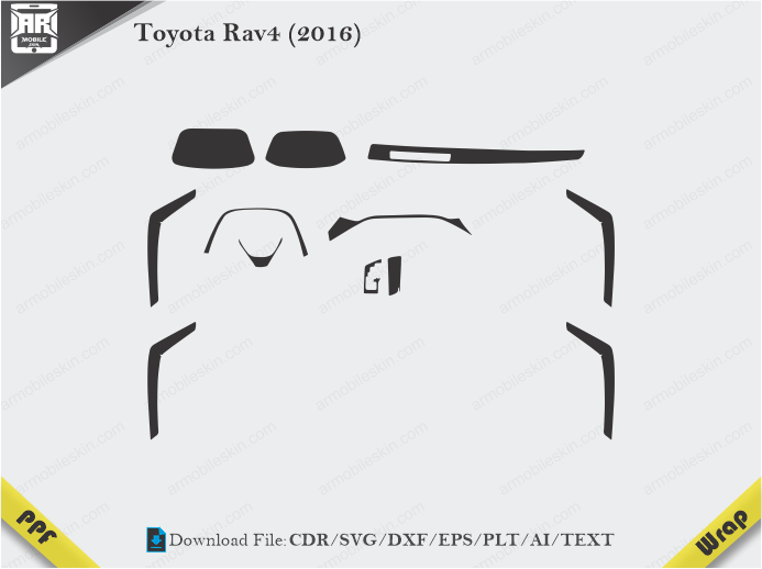 Toyota Rav4 (2016) Car Interior PPF or Wrap Template
