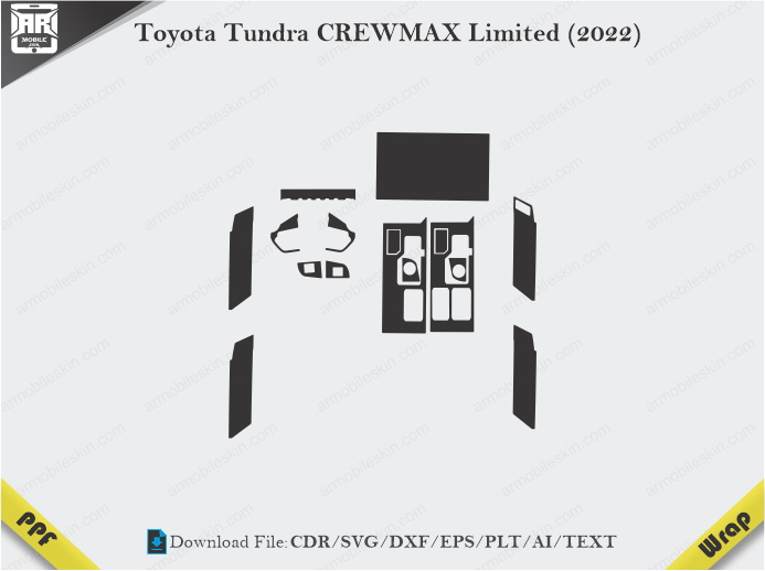 Toyota Tundra CREWMAX Limited (2022) Car Interior PPF or Wrap Template