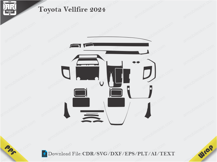 Toyota Vellfire 2024 Car Interior PPF or Wrap Template