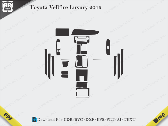 Toyota Vellfire Luxury 2015 Car Interior PPF or Wrap Template