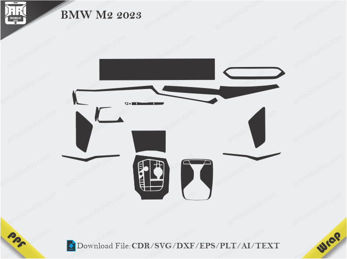 BMW M2 2023 Car Interior PPF or Wrap Template