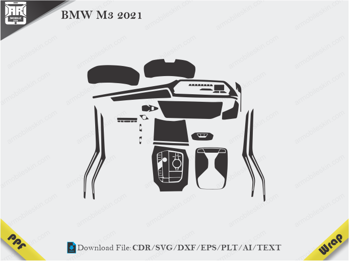 BMW M3 2021 Car Interior PPF or Wrap Template