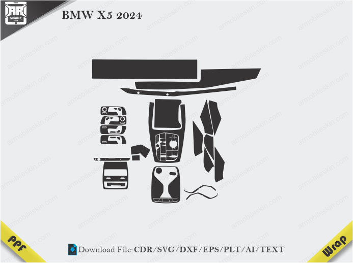 BMW X5 2024 Car Interior PPF or Wrap Template