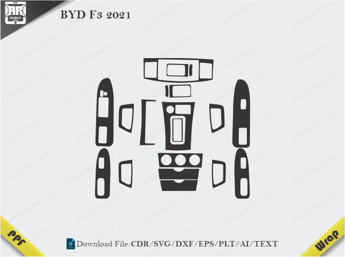 BYD F3 2021 Car Interior PPF or Wrap Template