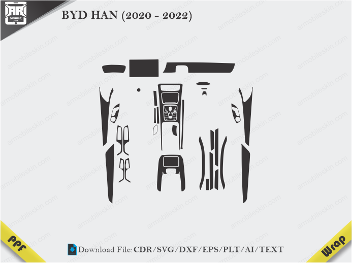 BYD HAN (2020 – 2022) Car Interior PPF or Wrap Template