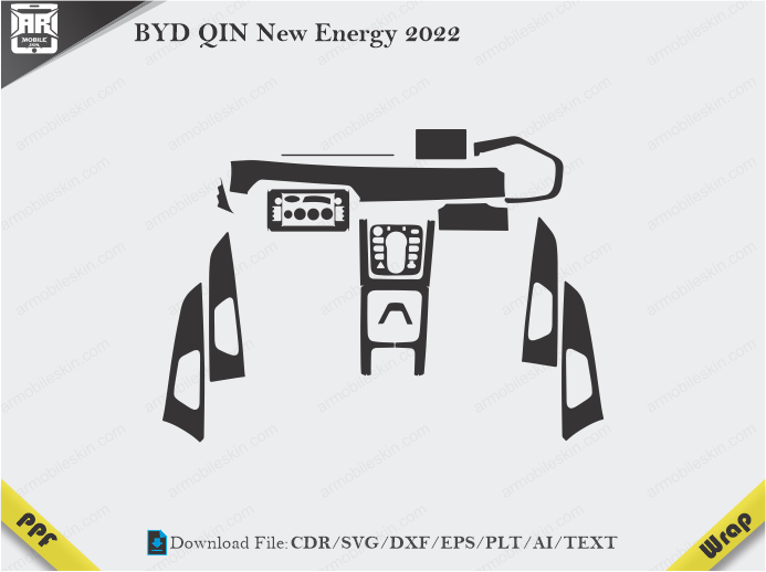 BYD QIN New Energy 2022 Car Interior PPF or Wrap Template
