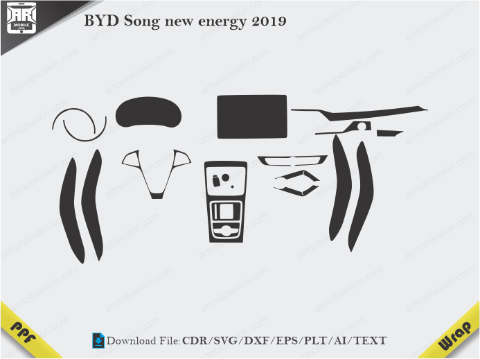 BYD Song new energy 2019 Car Interior PPF or Wrap Template