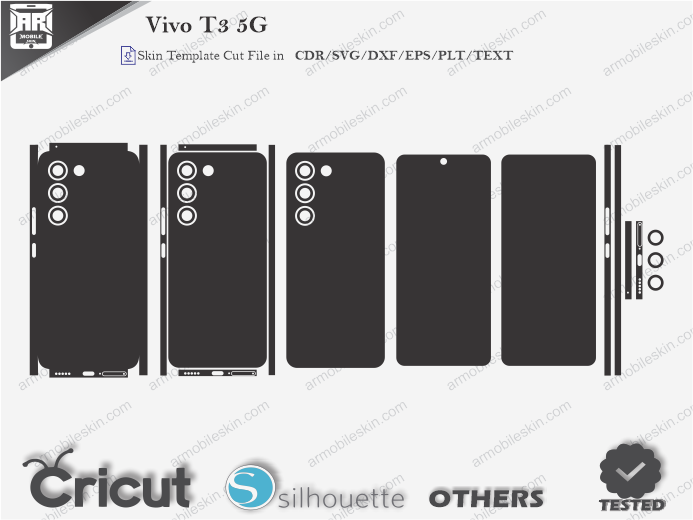 Vivo T3 5G Skin Template Vector