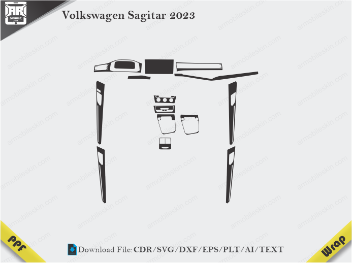 Volkswagen Sagitar 2023 Car Interior PPF or Wrap Template