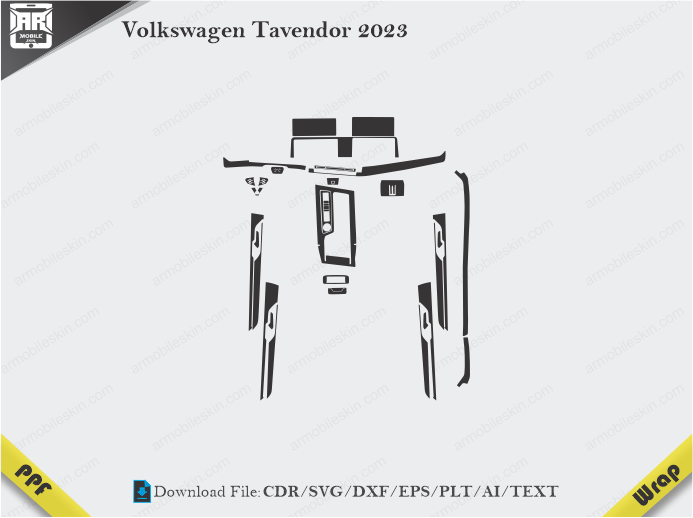 Volkswagen Tavendor 2023 Car Interior PPF or Wrap Template