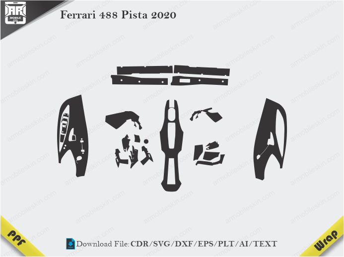 Ferrari 488 Pista 2020 Car Interior PPF or Wrap Template