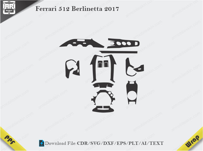 Ferrari 512 Berlinetta 2017 Car Interior PPF or Wrap Template