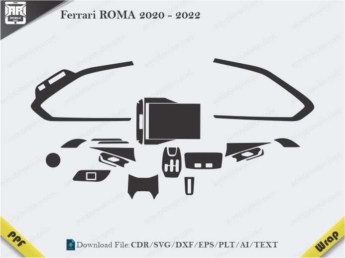 Ferrari ROMA 2020 - 2022 Car Interior PPF Template