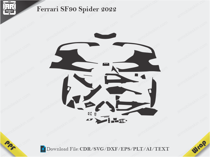 Ferrari SF90 Spider 2022 Car Interior PPF or Wrap Template