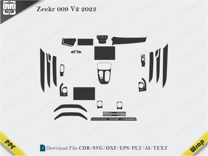 Zeekr 009 V2 2023 Car Interior PPF or Wrap Template