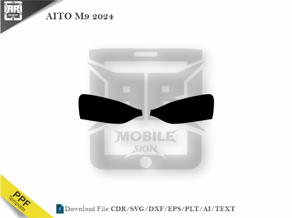 AITO M9 2024 Car Headlight Cutting Template