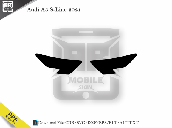 Audi A3 S-Line 2021 Car Headlight Cutting Template