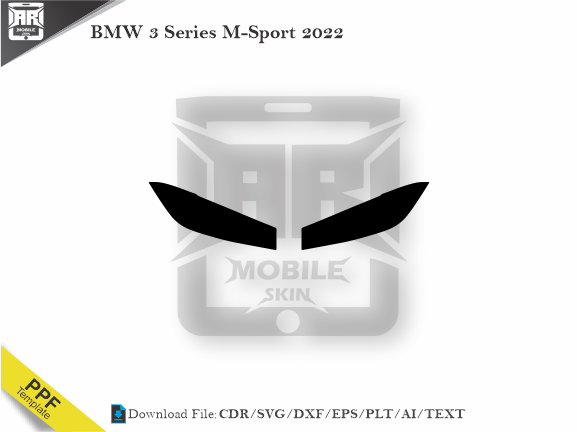 BMW 3 Series M-Sport 2022 Car Headlight Cutting Template